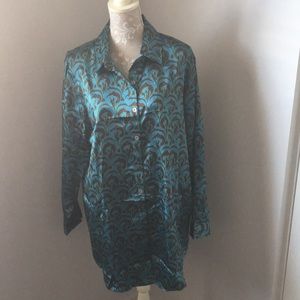 Turquoise and brown shirt